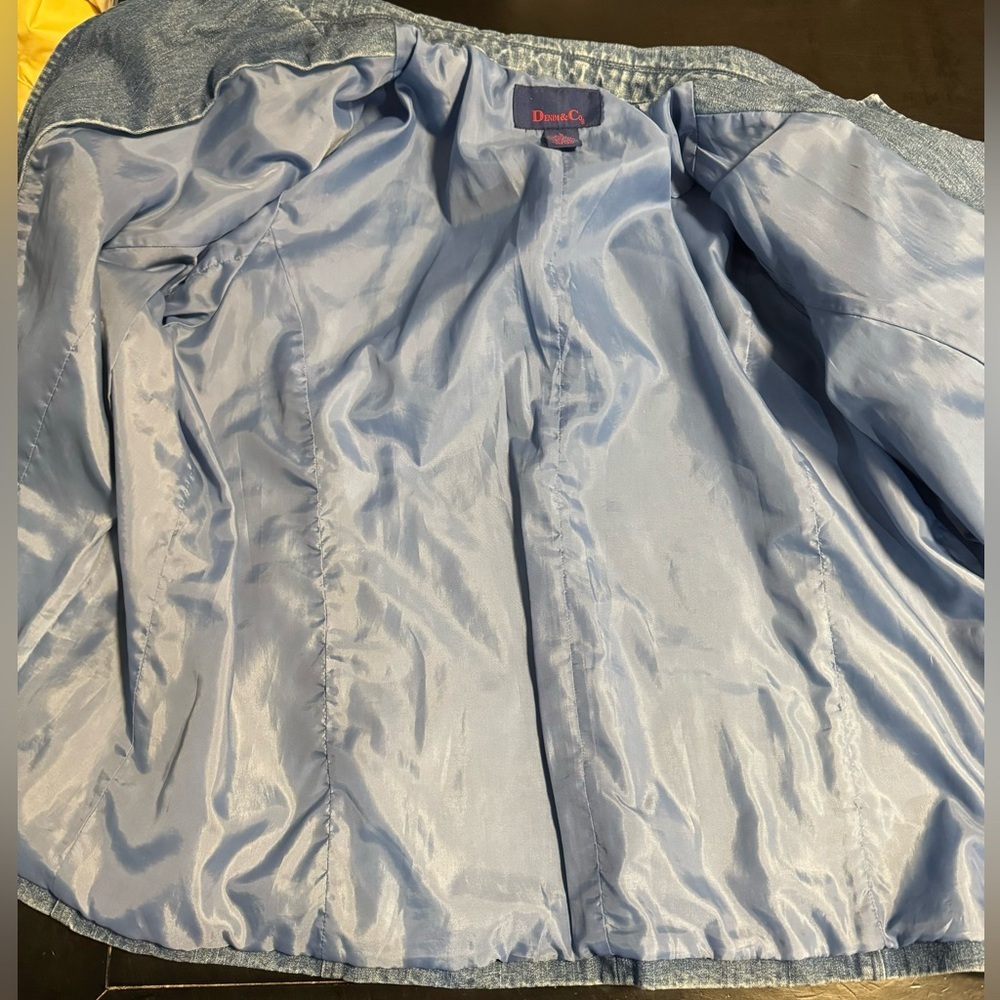 VTG Classic Blue Jean Jacket Blazer Plus Size 1X Oversized Denim&Co Office Wear - Picture 12 of 13